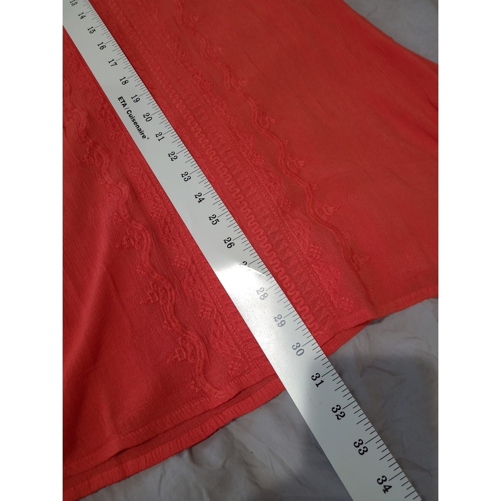 Cute Options Women SZ 2XL Orange Embroidered Tunic top boho vacation flowy - Picture 7 of 8